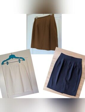 Classic Pencil Skirt — knee Length - White, Navy, Brown Bundle Of 3